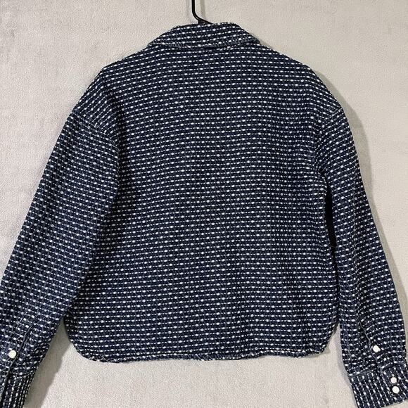 Bagatelle Collection NY Crop Jacket Blue Womens M Button Textured - Picture 8 of 10